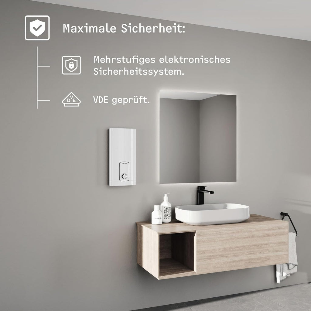 STIEBEL ELTRON Neueste Generation Elektronischer Durchlauferhitzer DHB 27 ST Trend, besonders energiesparend dank 3i-Technologie, gradgenaue Temperaturwahl, 204203