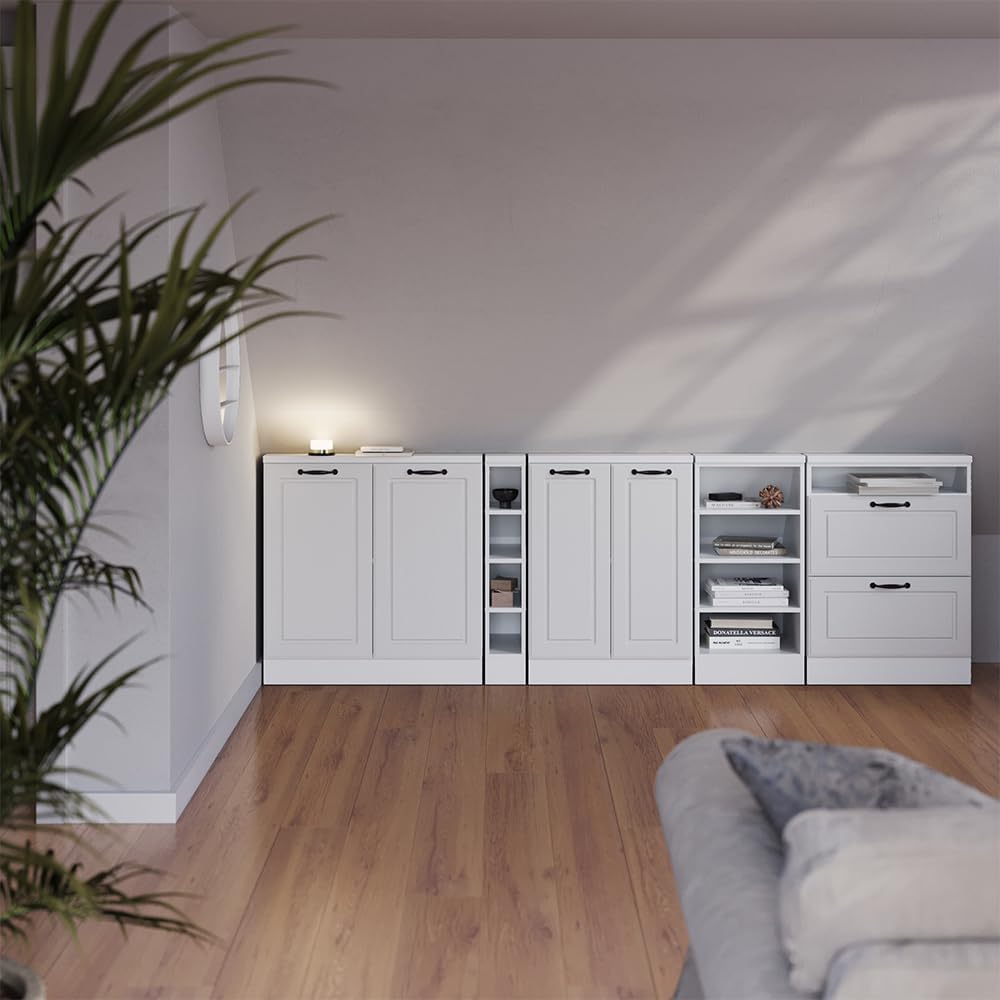 Vicco Dachschrägenschrank-Set Rion, Weiß Landhaus/Weiß, 2er Set