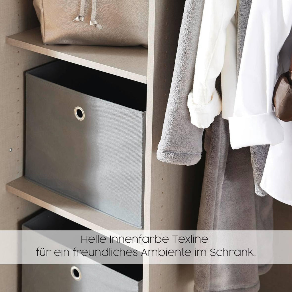 Rauch Möbel Mainz Schrank Kleiderschrank Drehtürenschrank Weiß-Grau metallic, Schwarz, 5-türig Spiegel, 6 Schubladen, Zubehörpaket Basic 3 Einlegeböden, 3 Kleiderstangen, grifflos BxHxT 226x210x54 cm