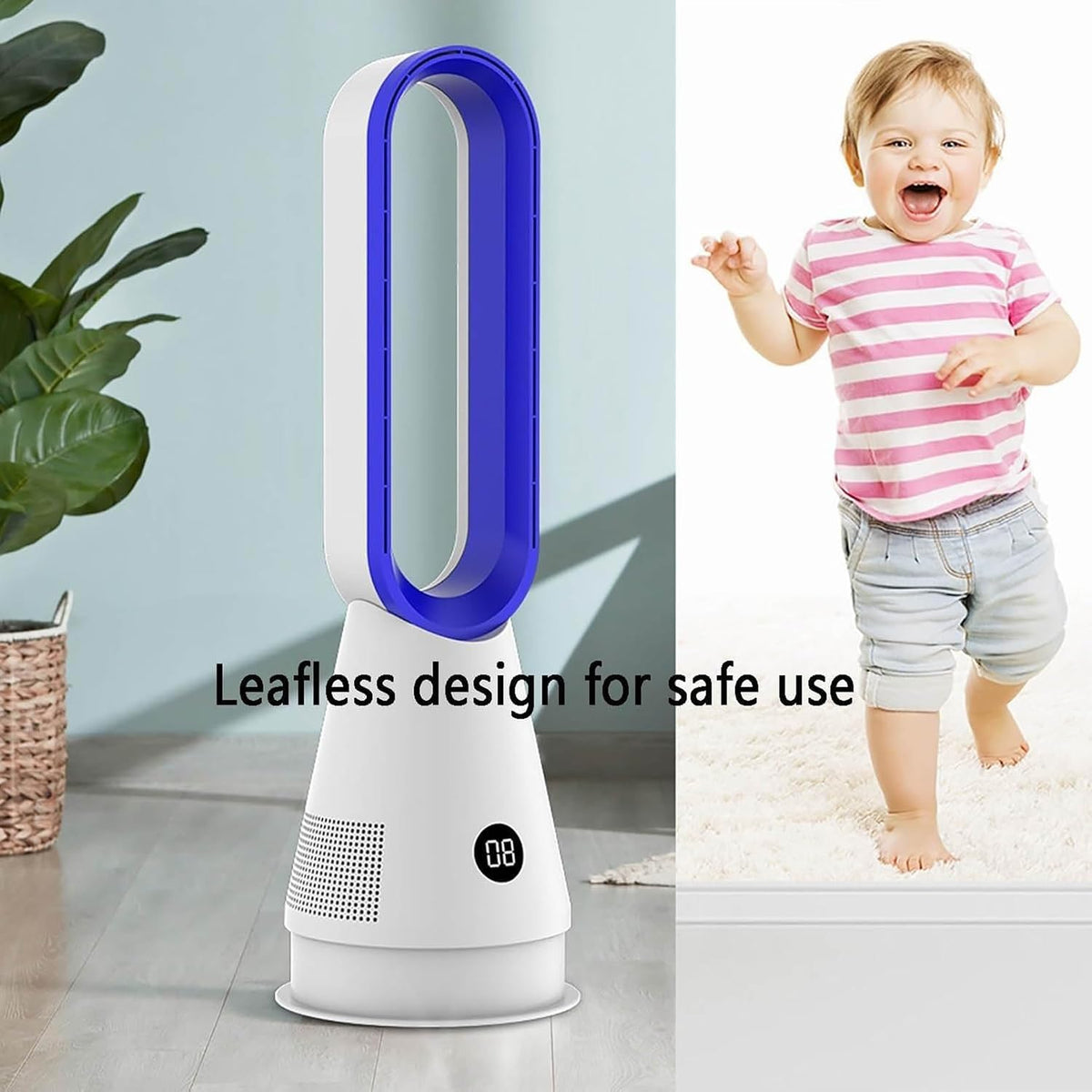Standventilator, Air Circulator Turmventilator mit Fernbedienung, 8 Geschwindigkeiten, Heiß und Kalt, Dual Use, Flügelloser Ventilator für Büro, Zuhause, Schlafzimmer