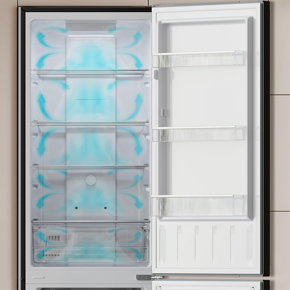 Cecotec Kühl-Gefrierkombination Bolero CoolMarket Combi 250 Dark E. Energieklasse E Kühl-Gefrierkombination Dunkler Edelstahl 180X55Cm, 250L, No Frost, Multi Air Flow und Humidity Box Schublade