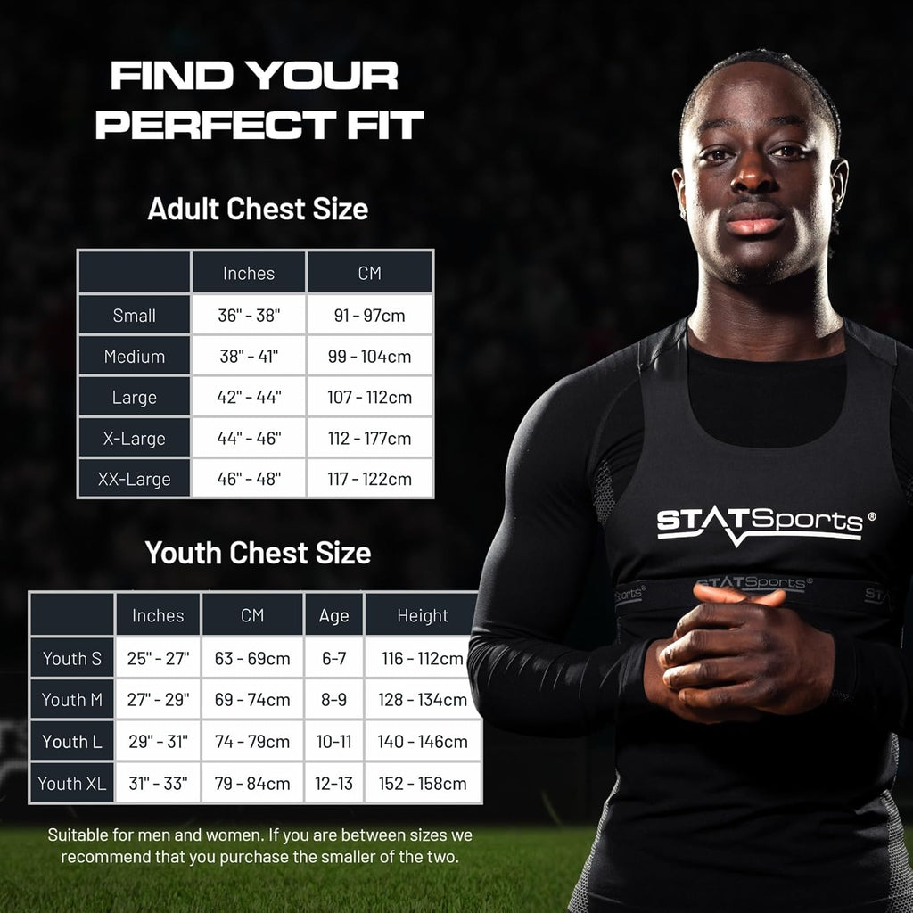STATSports Academy Fußball Tracker Weste – Entfalte Elite-Leistung mit Profi-Coaching, Übungen & Ernährungsplänen – Misst 24 Leistungsmetriken – GPS Weste für Profi-Spieler & Teams, Erwachsene L