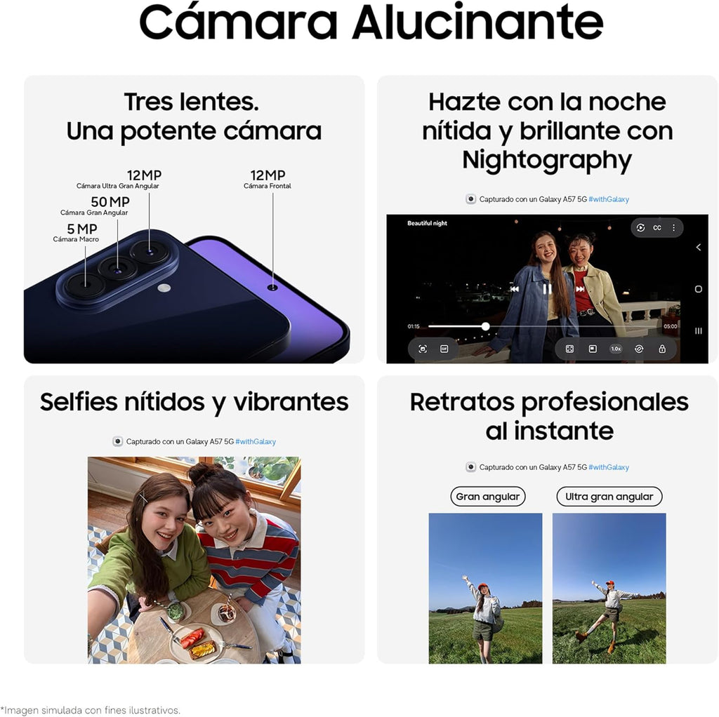 Samsung Galaxy A57 5G, 512GB, Móvil Fino con IA, 8GB, Gran Angular 50MP, Autonomía 2 Días, Batería 5000mAh, IP68, Garantía del Fabricante 3 Años + 1 Año Extra, Color Lila (Versión Española)