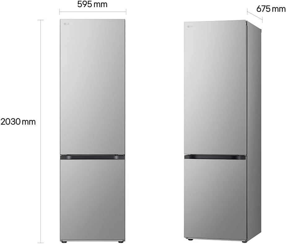 LG GBV5240APY Kühl-/Gefrierkombination, Klasse A, 387 L, No Frost, Flaschenregal, DoorCooling+, LINEARCooling, 59,5 x 203 x 67,5 cm – Silber [Energieklasse A]