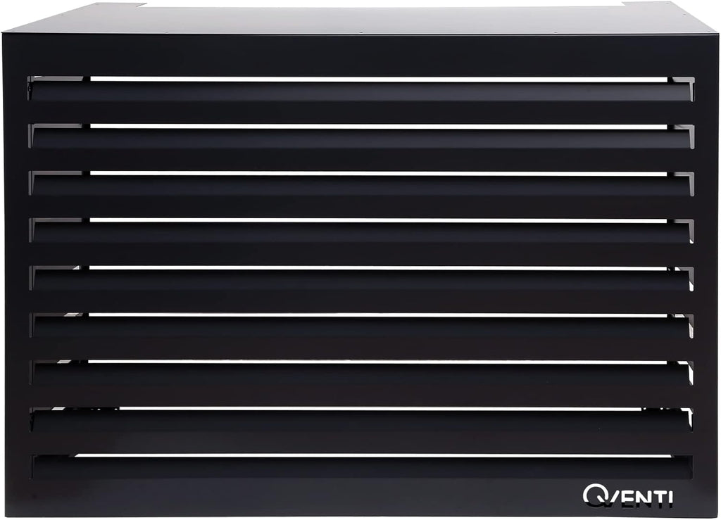 Qventi Abdeckung für Klimaanlage - Anthrazit/Grau - Aluminium - Schutzgitter - Verkleidung - Einfache Montage - Größe S - Außenmaße (LxBxH): 100 x 50 x 75 cm