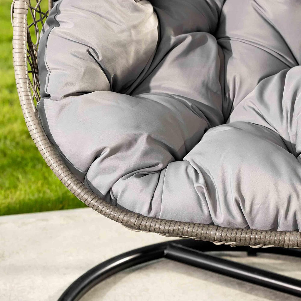 di volio Hängesessel BACOLI Hängekorb Hängeschaukel für Garten und Terasse inkl. Kissen + Fleecedecke (Grau/Grau)