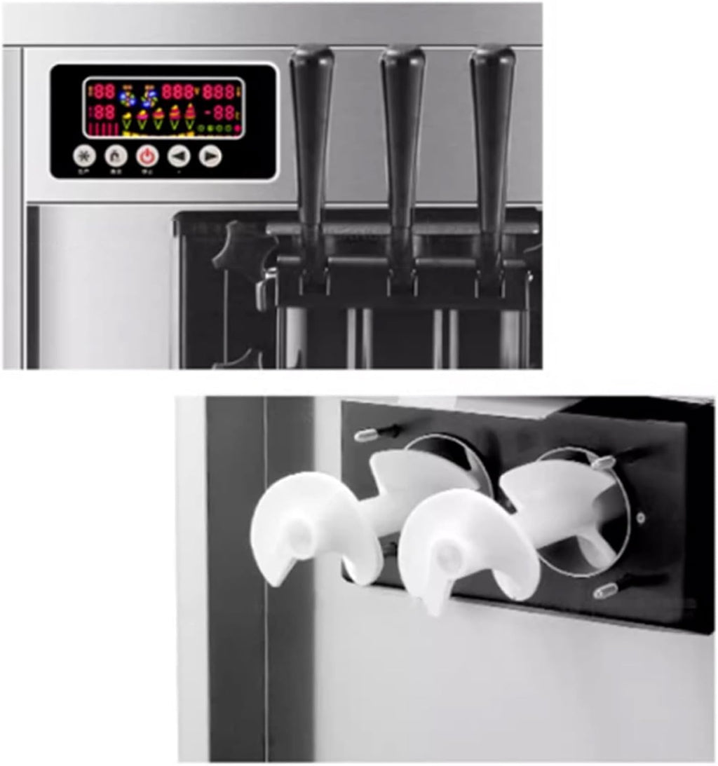 Eismaschine 22–30 l/h Softeismaschinen, kommerzieller Tricolor-Desktop-Automat for Einfrieren von süßen Eistüten Eismaschine für Haushalt