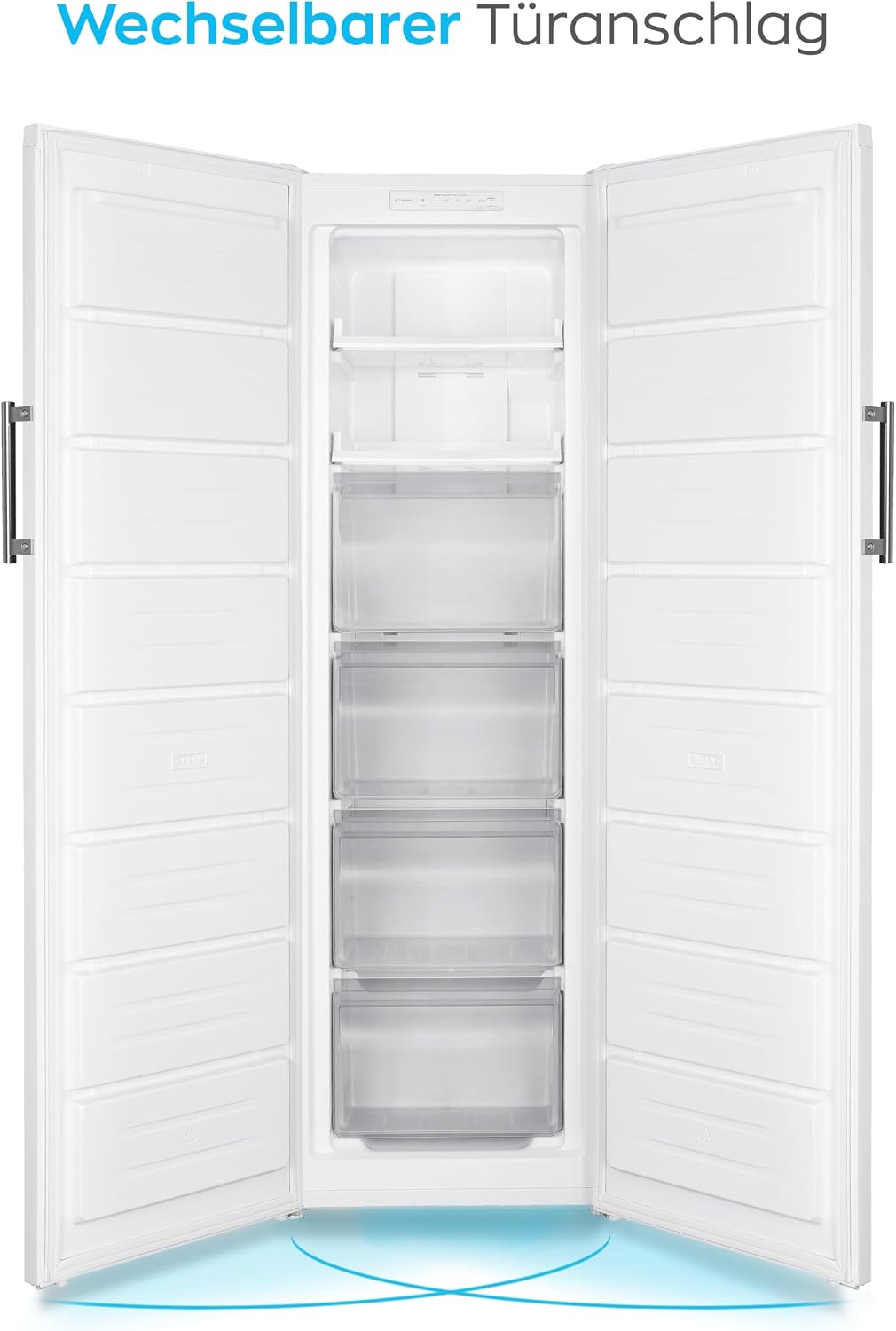 Heinrich´s Gefrierschrank 204L Temperatur: -14°C~-22°C, Volumen, Freezer, No-Frost Schutz, 4x Gefrierschubladen, 2x Schubfächer, LED-Display, wechselbarer Türanschlag, Alarmfunktion (weiß)