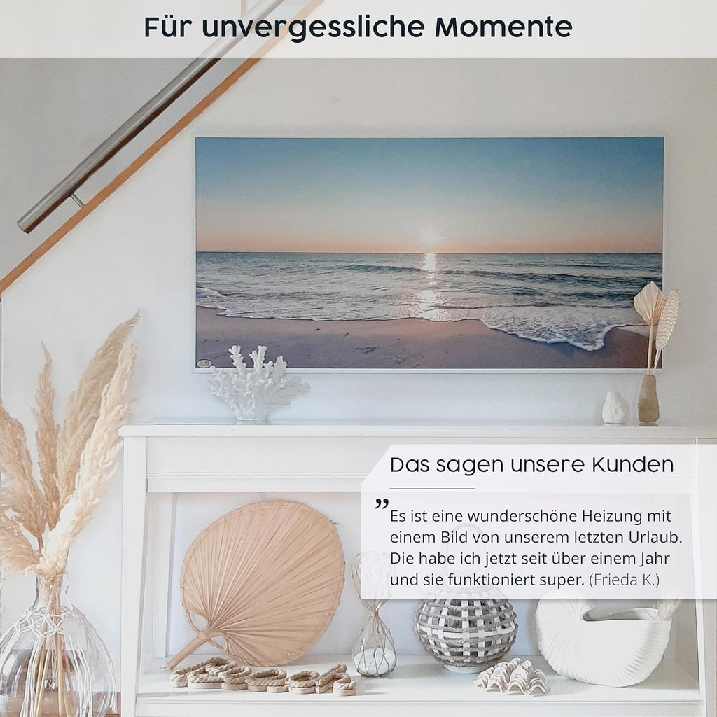 Könighaus Panorama Bildheizung 1200 Watt - Smart Thermostat - 18-29 m² | App, weißer Rahmen, Motiv: 18. Sternenhimmel 2, TÜV SÜD, Infrarot Wandheizung