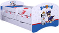 BDW Kinderbett Super Hunde - Babybett mit Matratze und Schublade - Bequem und Langlebig Rausfallschutz Bett - Kinderzimmer - Weiß (180x90)