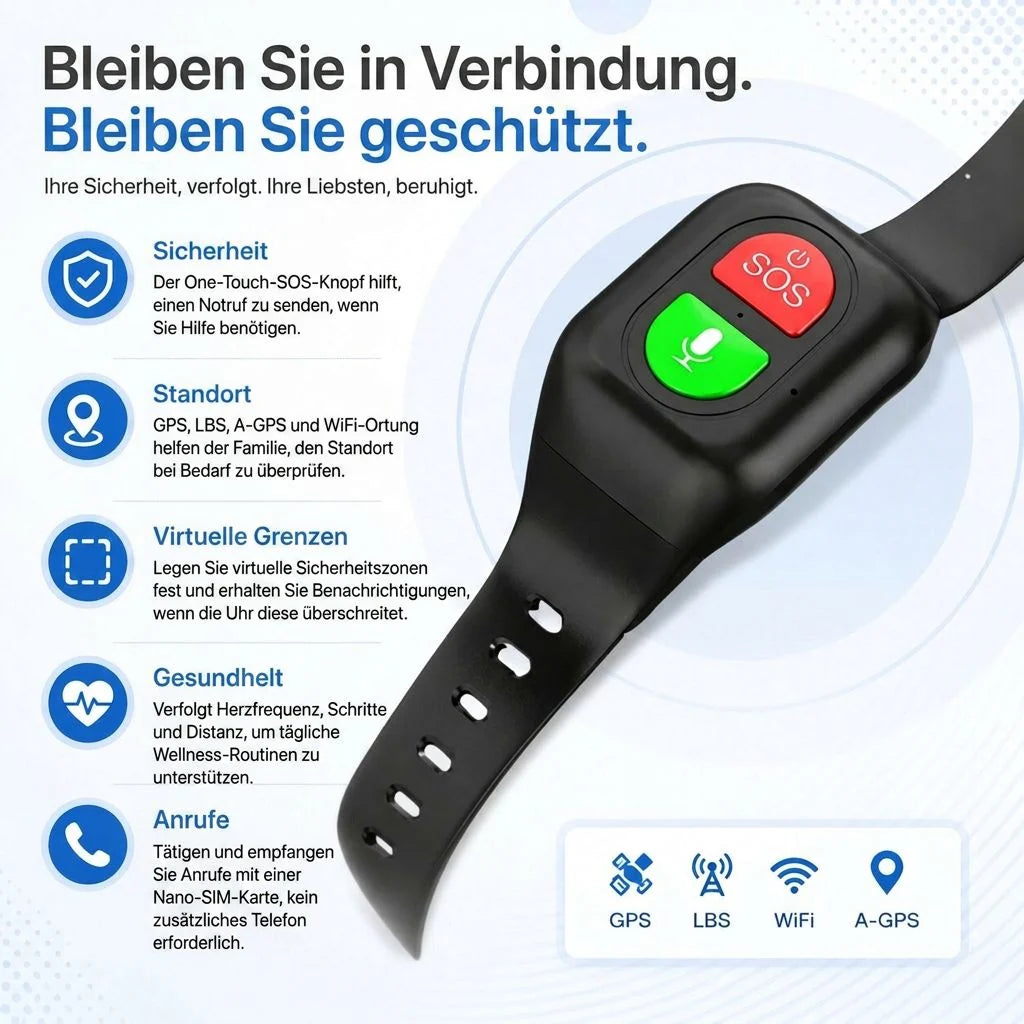 Senioren Notfallarmband mit GPS & Telefonfunktion | Sicherwelle