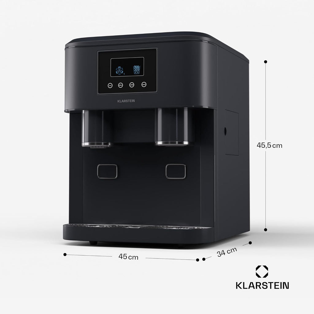Klarstein Eiswürfelmaschine für Zuhause Camping Gastro, Schnelle Mini-Eiswürfelmaschine Klein, Profi Eismaschine für Crushed Eis, Große  und  Kleine Eiswürfel, 1,8L Wassertank, 15kg Eis in 24h