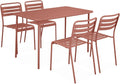sweeek - Gartentisch und 4 Stühle aus Stahl, 120x70xH72,5 cm - Amelia