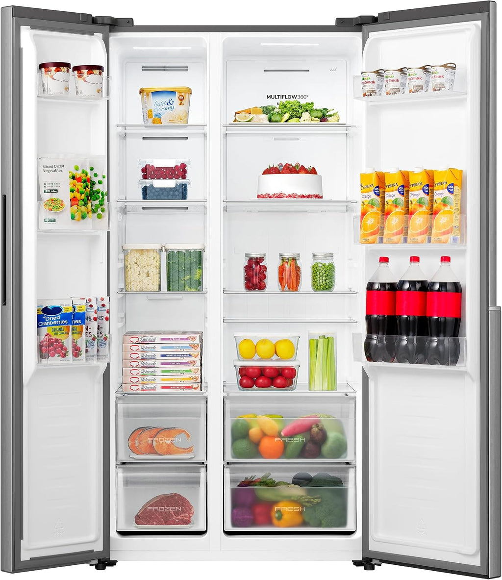 Gorenje NRS917E41X Side-by-Side, 544L, PureFlat Serie, XXL Gefrierschulbladen, CrispZone, MultiFlow 360°, NoFrostPlus, Inverter-Kompressor, BxHxT: 91,1×178,6×61,5 cm, Edelstahl