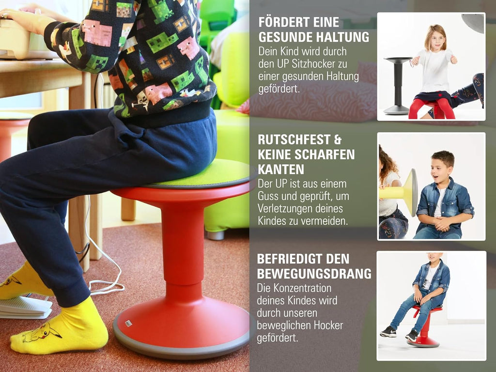 Interstuhl UPis1 - ergonomischer Sitzhocker mit Schwingeffekt - höhenverstellbar - Hocker mit rutschhemmender Standfläche & Kippschutz - Bürohocker (Lachsorange, UP Junior)