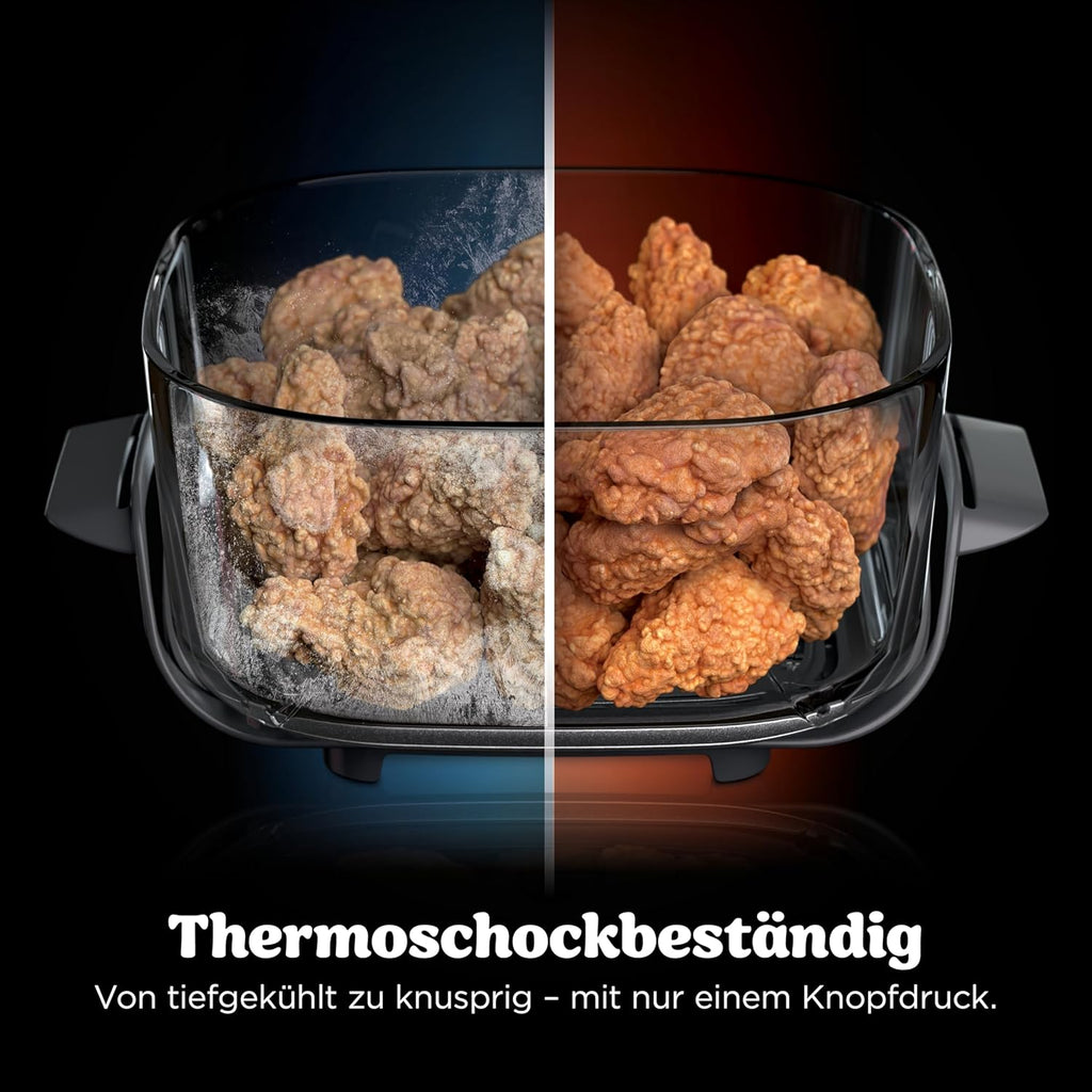 Ninja CRISPi Tragbare Heißluftfritteuse, 3,8 l & 1,4 l, 4-in-1: Heißluftfrittieren, Braten, Warmhalten, Aufknuspern, kompakt, 6 Portionen, 2 Glasbehälter & Deckel, 1700 W, Hellflieder FN101EUPR