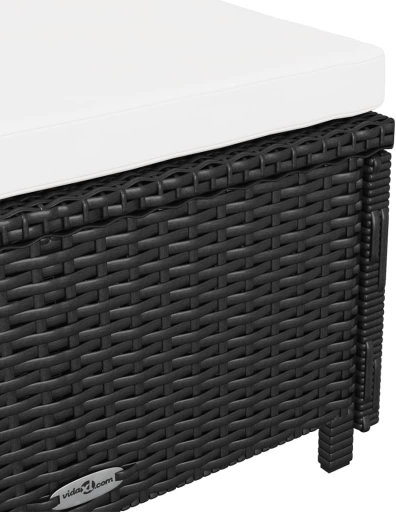 vidaXL Sonnenliege mit Cremeweißer Auflage Gartenliege Liege Rattanmöbel Gartenmöbel Relaxliege Saunaliege Liege Liegestuhl Poly Rattan Schwarz