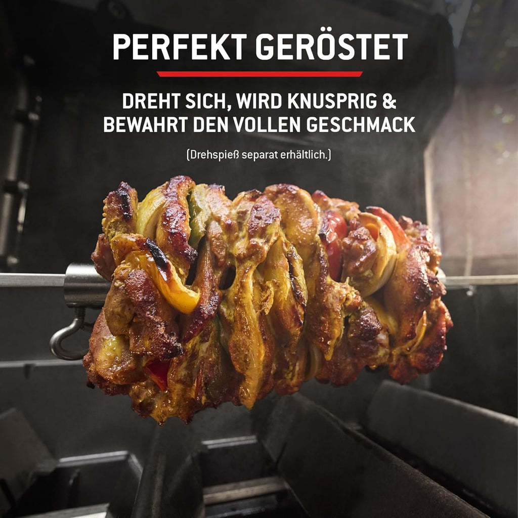 Weber Spirit E-210 Gasgrill, 2 Brenner, 51 x 46 cm Grillfläche, Warmhalterost, Deckelthermometer, 2 Räder - Schwarz/Silber (1500833)