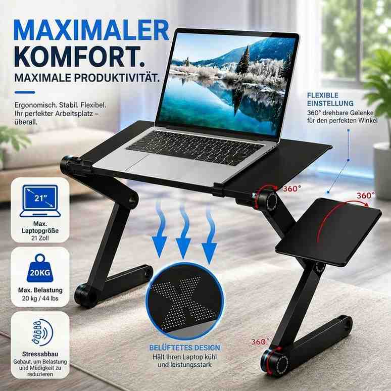 Verstellbarer Laptopständer mit 360 Grad Drehfunktion | Drehpultus