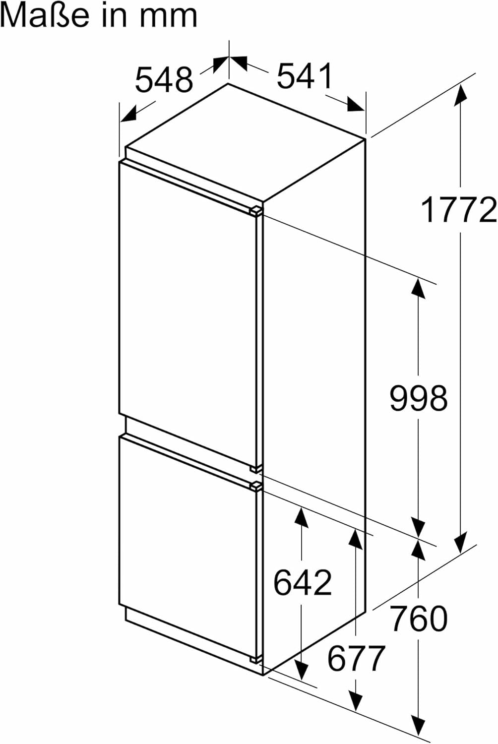 Neff KI7862FE0, N 50, Kühl-Gefrierkombination, 177.2 x 54.1 cm, Gesamt: 260 L, Kühlen 184 L, Gefrieren 76 L, 35 dB, Made in Germany, FreshSafe, No Frost