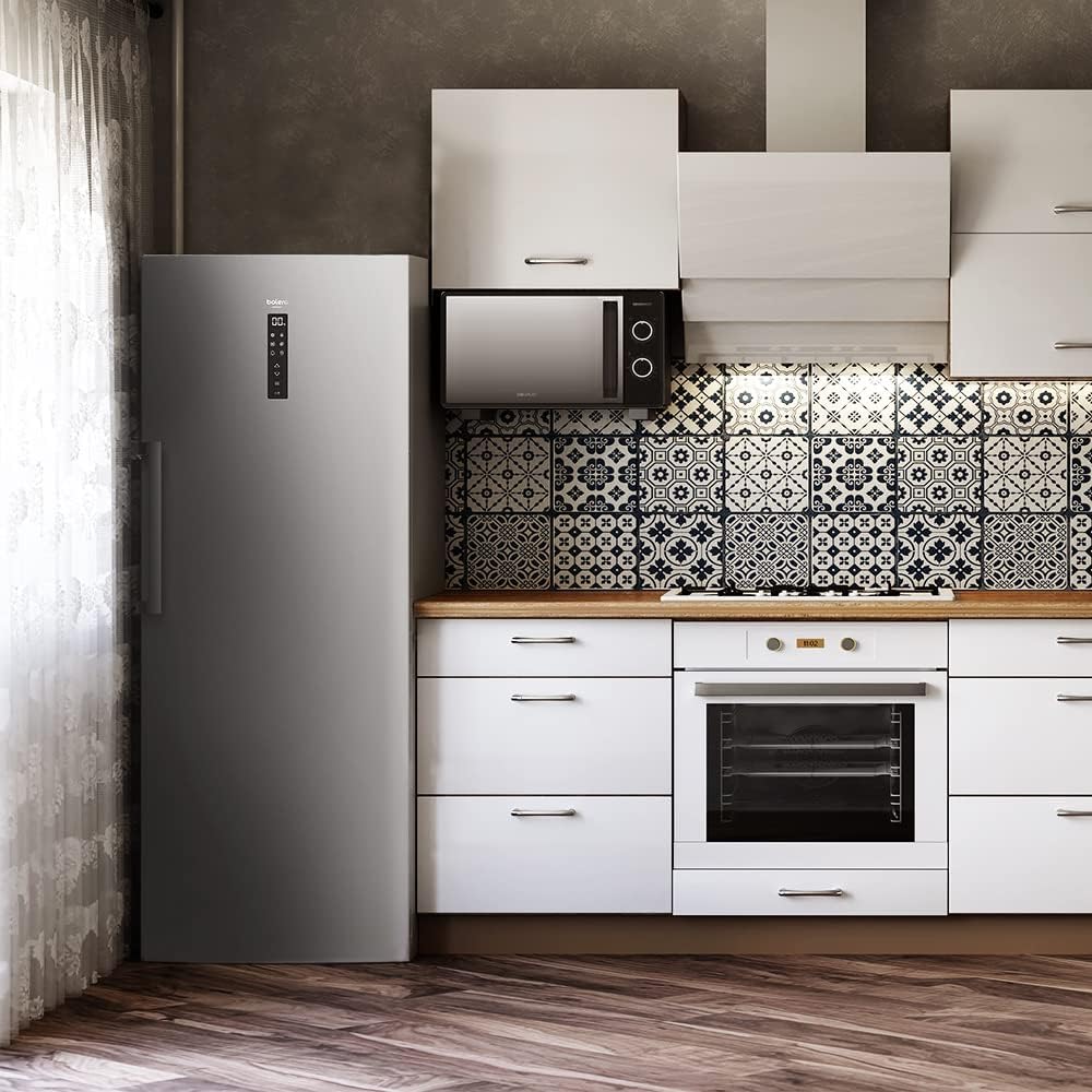 Cecotec Gefrierschrank Bolero CoolMarket UF 380 Edelstahl. 380 Liter, Energiesparend, Motor Inverter Plus, Total No Frost, Kontrollbildschirm, Kühlschrank, Edelstahl