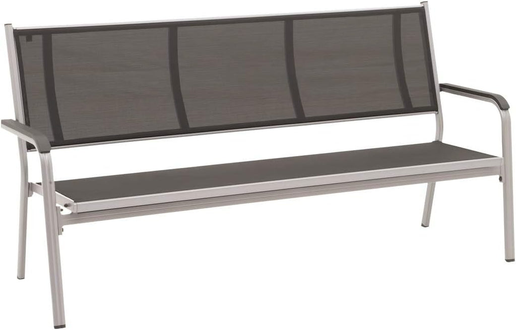 Kettler BasicPlus 3er Bank, Silber/anthrazit, Alu/Textilene, 67 x 97 x 191, 0310612-0000