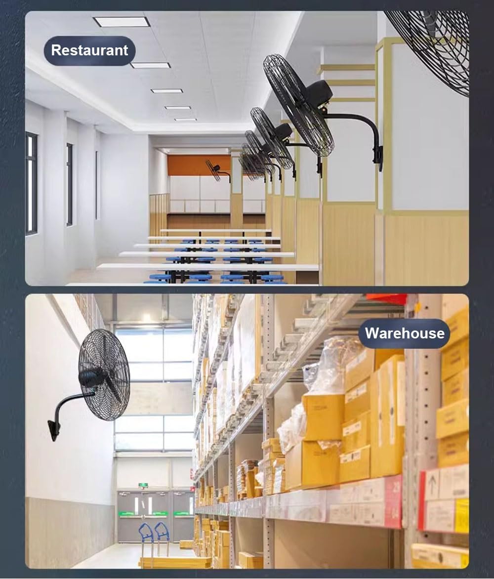 Leistungsstarker Industrie-Wandventilator, 21″/27″/31″ Wandventilator, 120°-Oszillation, 3 Geschwindigkeiten, Reinkupfermotor, Starker Luftstrom, Geräuscharm, Retro-Kühlventilator, 55 Cm, 78 Cm (31 Z
