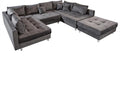 Riess Ambiente Moderne XXL Wohnlandschaft Kent 305cm grau Samt Bigsofa inkl. Hocker Federkern Samtsofa Samtcouch Ecksofa Eckcouch U-Sofa U-Couch Wohnzimmer
