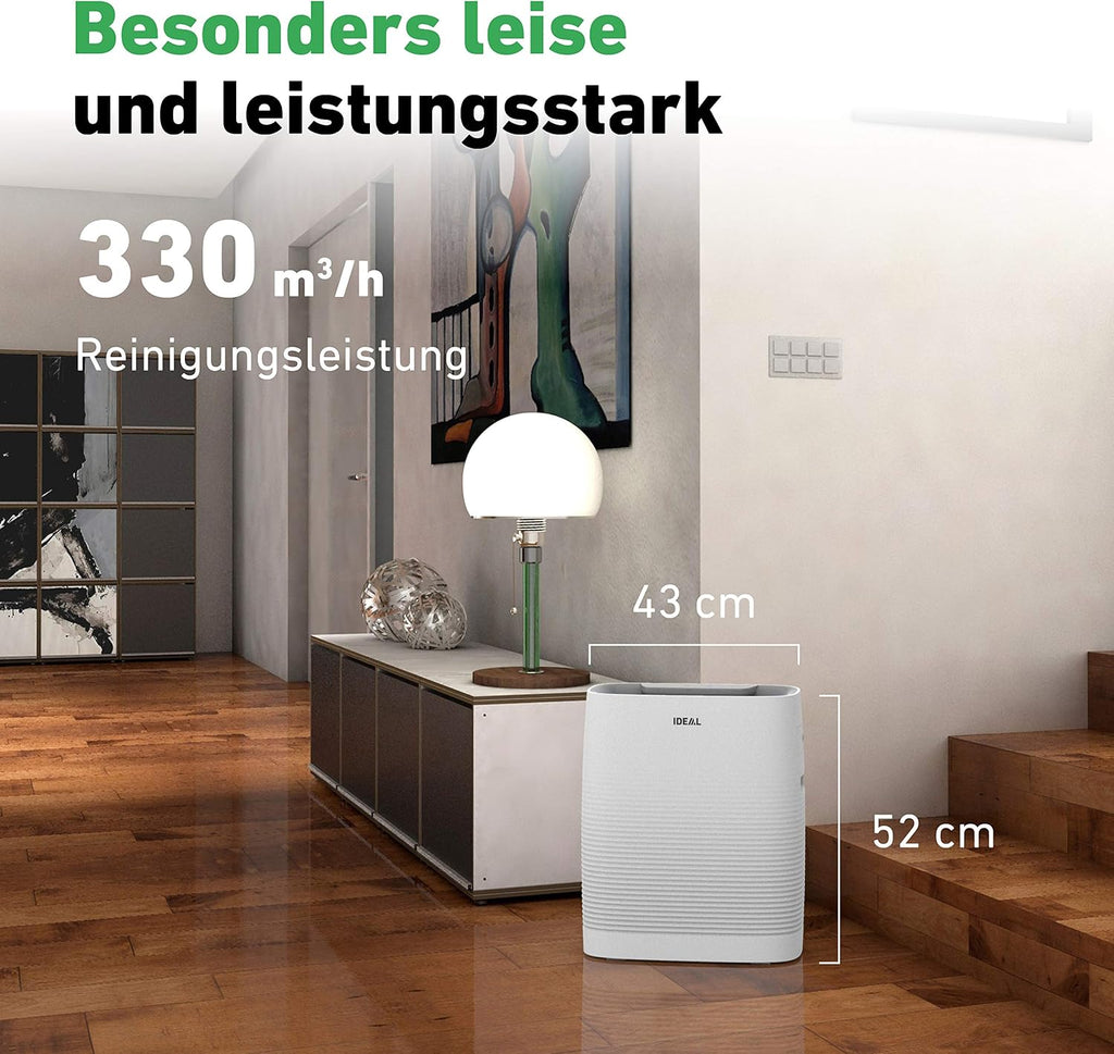 IDEAL Luftreiniger AP35 mit HEPA- & Geruchsfilter – bis 45m² – gegen Pollen, Feinstaub, Allergene, Rauch & Gerüche – leise für Schlafzimmer, Praxis, Büro, Kinderzimmer & Allergiker
