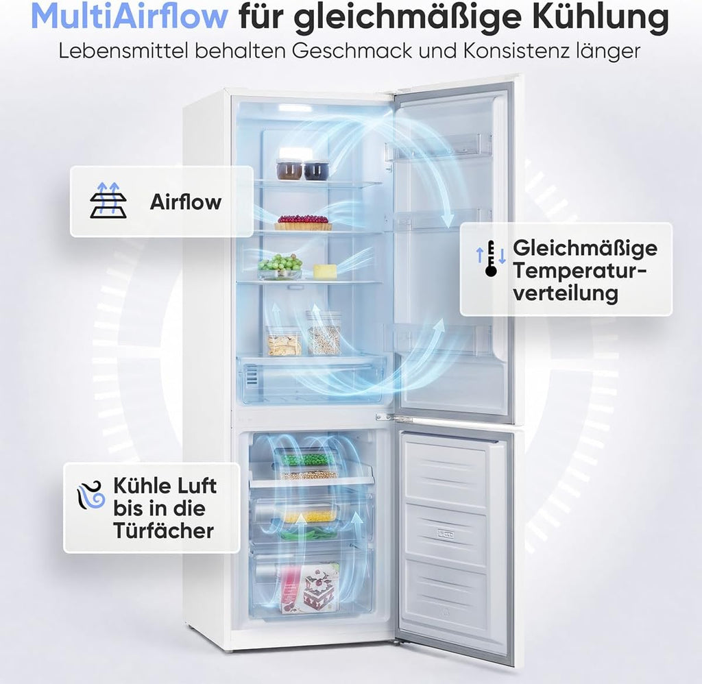 Bomann® Kühlschrank mit Gefrierfach | Energieklasse C | 181cm | NoFrost | 5 Jahre Kompressor-Garantie | Kühl Gefrierkombination No-Frost | Kühlgefrierkombination freistehend | KG 7370 weiß