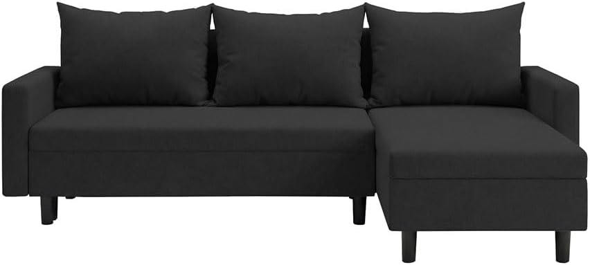 Oslo Ecksofa mit Schlaffunktion und Bettkasten, L-Form Sofa 215 cm kompakt und modern, universell Links oder rechts montierbar, hochwertige Couch, perfekt für Wohnzimmer (Graphit)