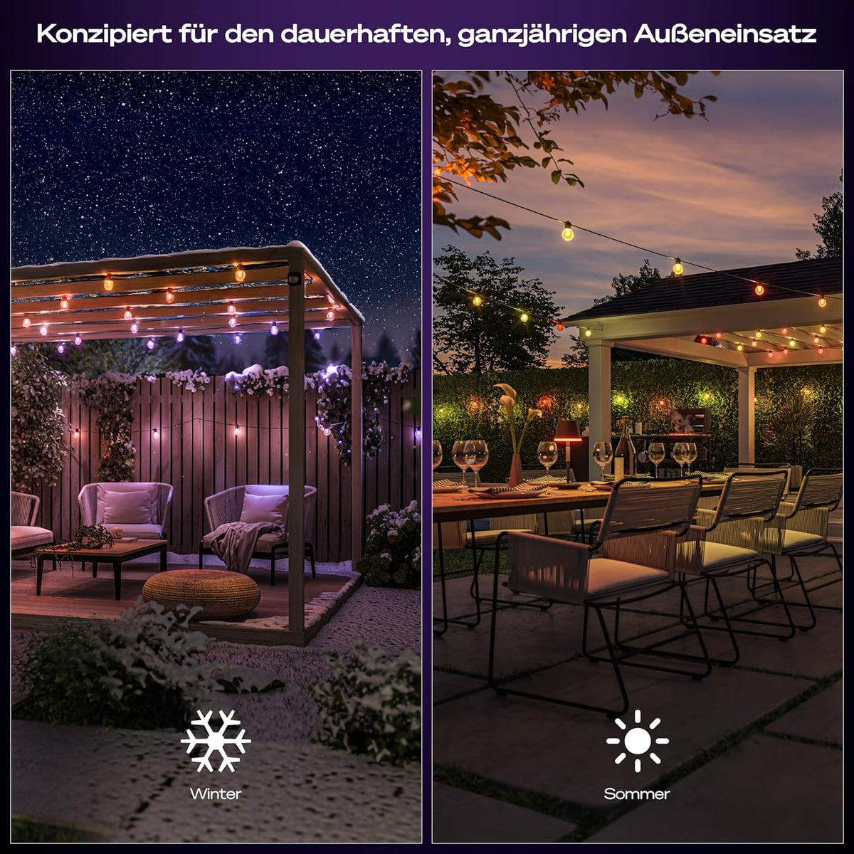 Hue Festavia Globe Außenlichterkette, White & Color Ambiance, 21 M LED Lichterkette, 30 Lampenkugeln, dimmbare Gartenbeleuchtung funktioniert per Hue App, Alexa, Google Assistant, Home