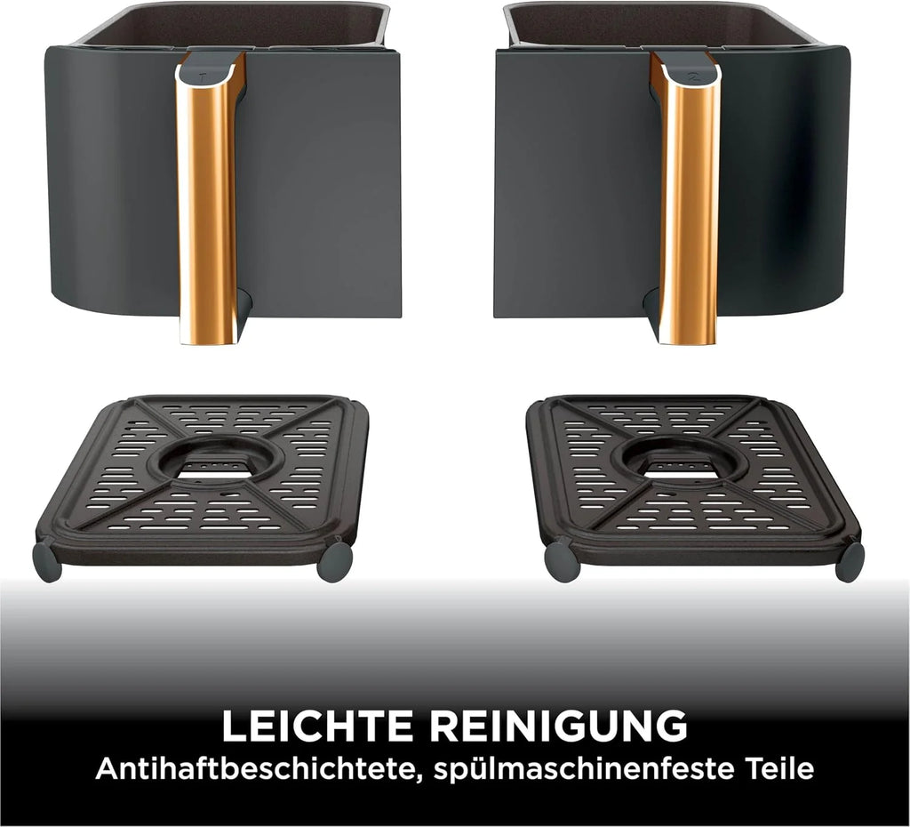 Ninja AF400EUCP Foodi MAX Dual Zone Heißluftfritteuse 9,5L – 6 Funktionen, 2470W, Kupfer/Schwarz
