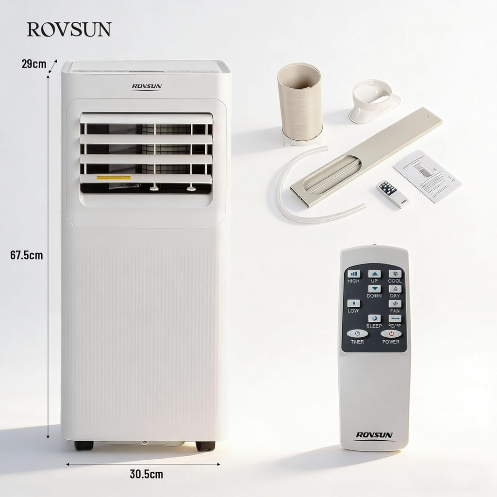 ROVSUN 3 in 1 Klimaanlage Mobil 9000 BTU mit Abluftschlauch, Moiles Klimagerät Mini Klimaanlage mit LED-Display & Fernbedienung & APP, 24H-Timer (9000, BTU)