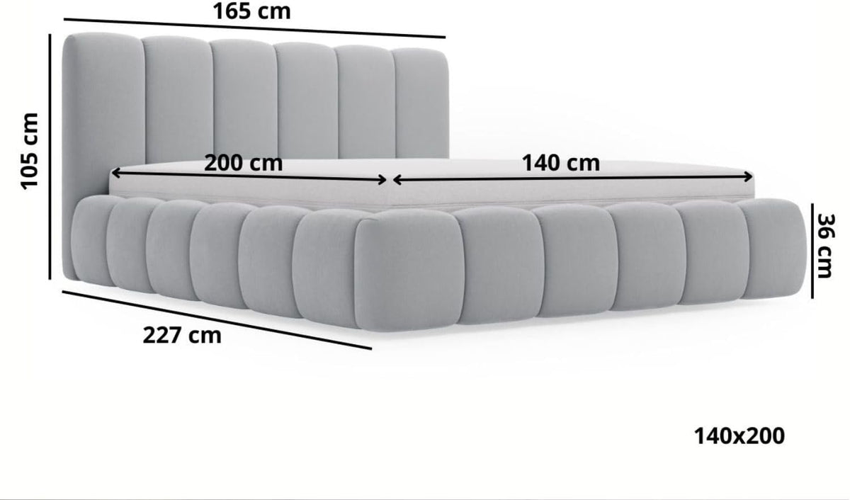 GRAINGOLD Cloud Bett 140x200, Polsterbett mit Bettkasten, Polsterbett mit Stauraum, Samt, mit Lattenrost, mit Kopfteil, ohne Matratze (Braun, 140x200)