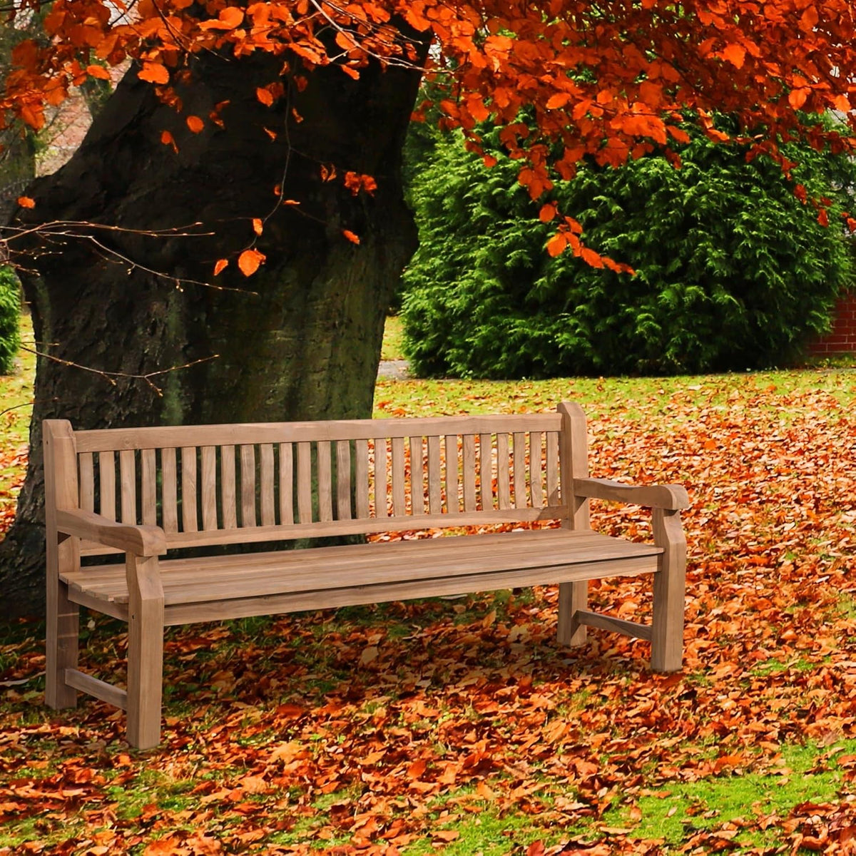 CLP Teakbank Jackson V2 I Wetterfeste Holzbank mit Rückenlehne I Stabile Gartenbank aus massivem Teakholz, Farbe:Teak, Größe:220 cm