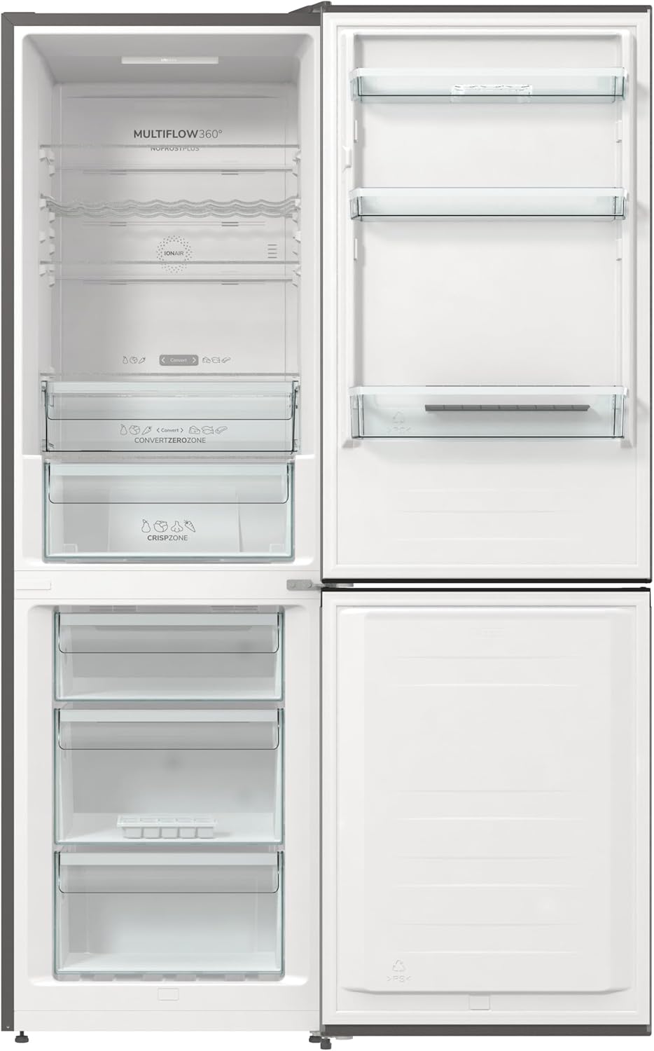 Gorenje NRK61CA2XL4Z Kühl-Gefrierkombination/NoFrostPlus/Multiflow 360° / ConvertZeroZone/AdaptTech/LED Display / 185 cm/Kühlteil 255 l/Gefrierteil 106 l / 35 dB/EEK: C/Edelstahl