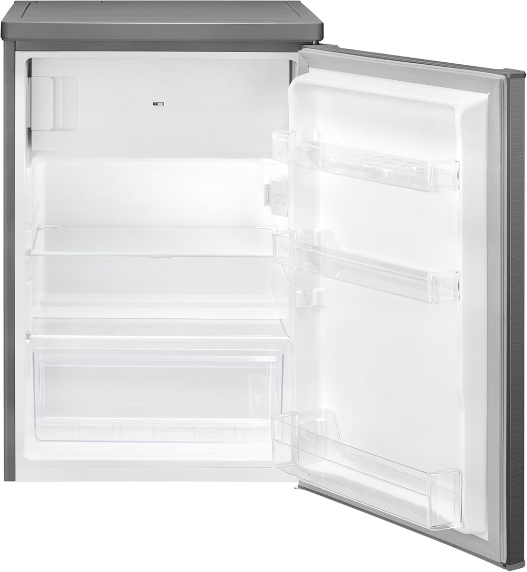 Clatronic® Kühlschrank mit Gefrierfach | Energieklasse C | 85cm | Kühl schrank klein | leise 37dB | Türanschlag wechselbar | 0°C - 8°C | 109L Fridge | kleiner Kühl-schrank KS 101 inox