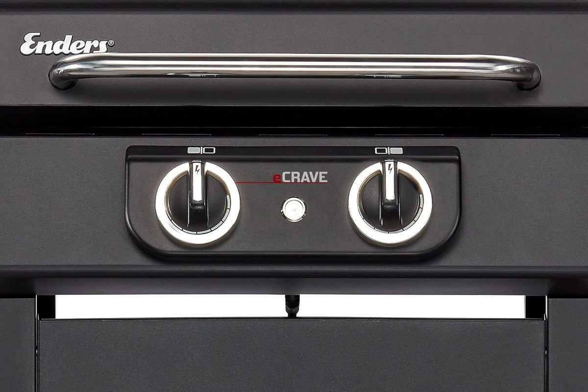 Enders Elektrogrill eCRAVE 2, mit Gussrost, Grillwagen mit viel Stauraum, SIMPLE CLEAN™ Reinigungssystem, 2 leistungsstarke Heizelemente, formstabile Garhaube mit integriertem Thermometer #97116