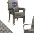 Juskys Polyrattan Gartenstühle Yoro 6er Set - mit Armlehnen & Rückenlehne 6 Stühle stapelbar - Rattan Stuhl Garten - Stapelstuhl Grau-meliert
