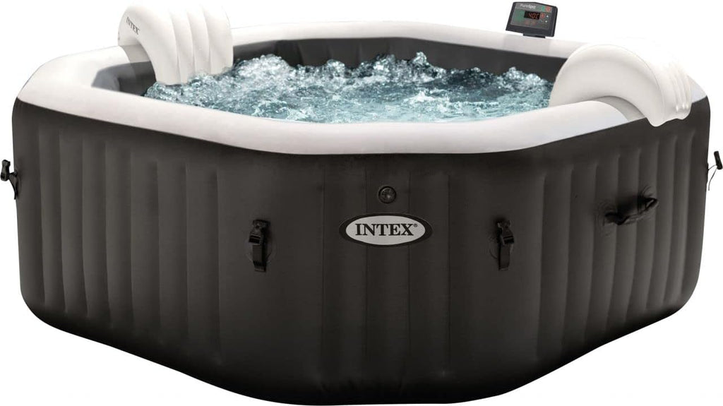 Intex 28458 - Whirlpool aufblasbar PureSpa Jet&Bubble Deluxe, 4 Personen, 120 Düsen, Heizung, Schwarz, 201x71 cm