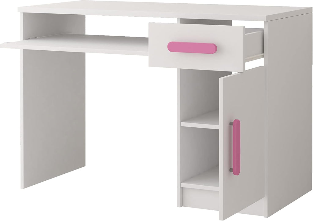 Fabryka Mebli Idźczak Kinderzimmer-Set Jonas I 01 - Schrank, Bett, Wandregal, Kommode, Schreibtisch, Nachttisch - Kleiderschrank - Skandinavischer Stil, Modern Design - Weiß/Grau