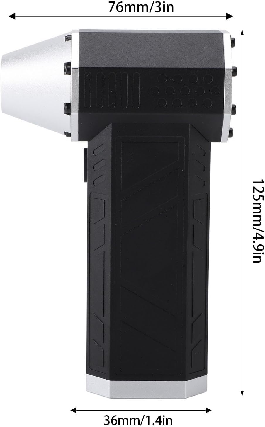 Mini-Jet-Ventilator, Bürstenloser Motor, Elektrischer Luftzerstäuber, Hohe Geschwindigkeit, für Reisen und Camping, Tragbar, Leicht (Schwarzes Silber)