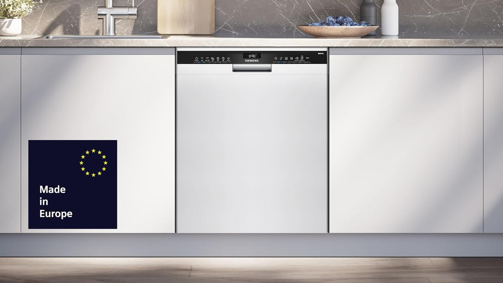 Siemens SN43HW03TE iQ300 Unterbau Geschirrspüler 60 cm, Besteckkorb, smartStart, intensiveZone, varioSpeed Plus - schnelle Reinigung, Silence on Demand, HygienePlus, Home Connect, aquaStop, Weiß