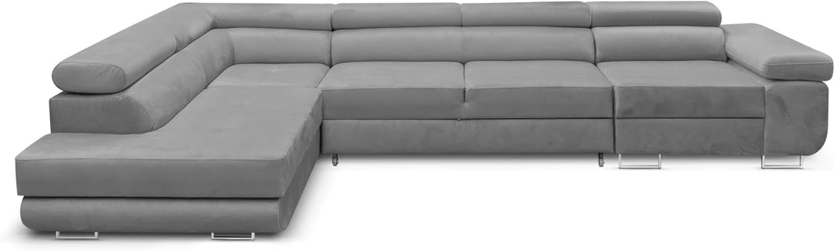 KREATIVE FURNITURE & DESIGN Ecksofa Links 343x88x203 cm - Sofa mit Schlaffunktion - Geräumig Eckcouch - Couch L Form - Wohnlandschaft L-Form Perfekt Für Ihr Zuhause Hellgrau Links