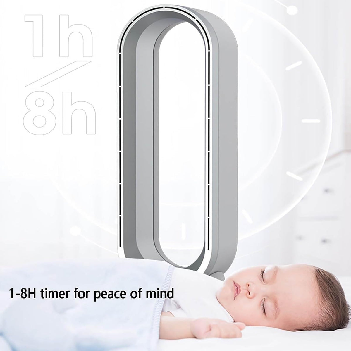 Standventilator, Air Circulator Turmventilator mit Fernbedienung, 8 Geschwindigkeiten, Heiß und Kalt, Dual Use, Flügelloser Ventilator für Büro, Zuhause, Schlafzimmer