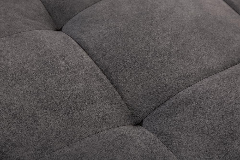 Riess Ambiente Moderne XXL Wohnlandschaft Kent 305cm grau Samt Bigsofa inkl. Hocker Federkern Samtsofa Samtcouch Ecksofa Eckcouch U-Sofa U-Couch Wohnzimmer
