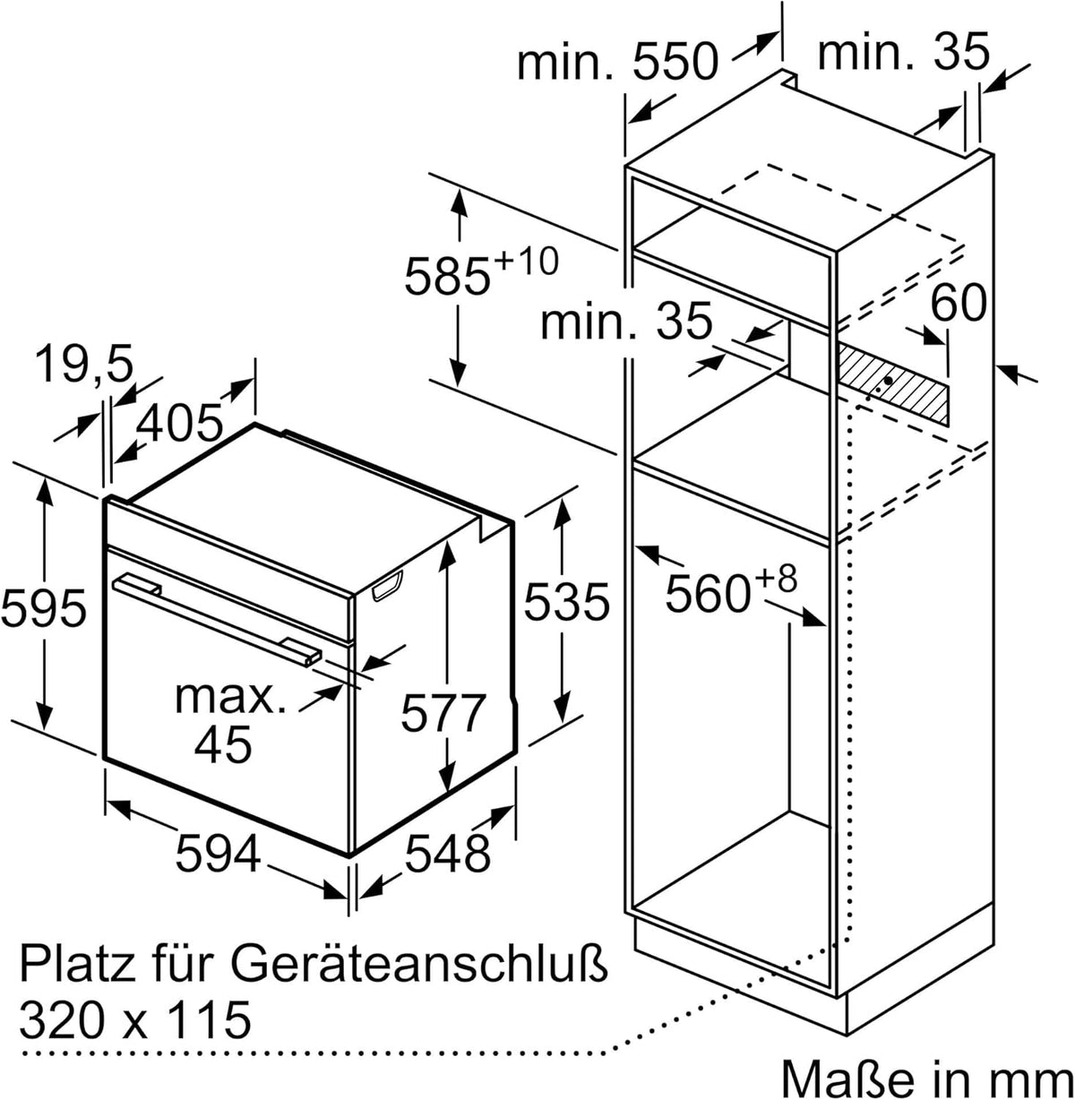 Bosch HMG7361B1, Serie 8 smarter Einbau-Backofen mit Mikrowellenfunktion, 60 x 60 cm, Made in Germany, Schwarz, Air Fry, Digitaler Bedienring, Touchdisplay, Automatikprogramme, Reinigungsunterstützung