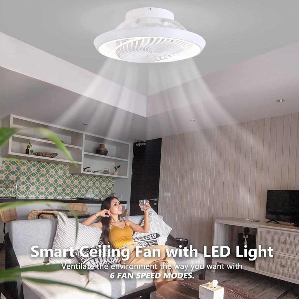 Deckenventilator mit Beleuchtung leise, Deckenleuchte mit Ventilator 360° Drehbare, LED Dimmbar 72W mit Fernbedienung Ventilator lampe, Deckenlampe ür Wohnzimmer, Esszimmer, Schlafzimmer, 49CM