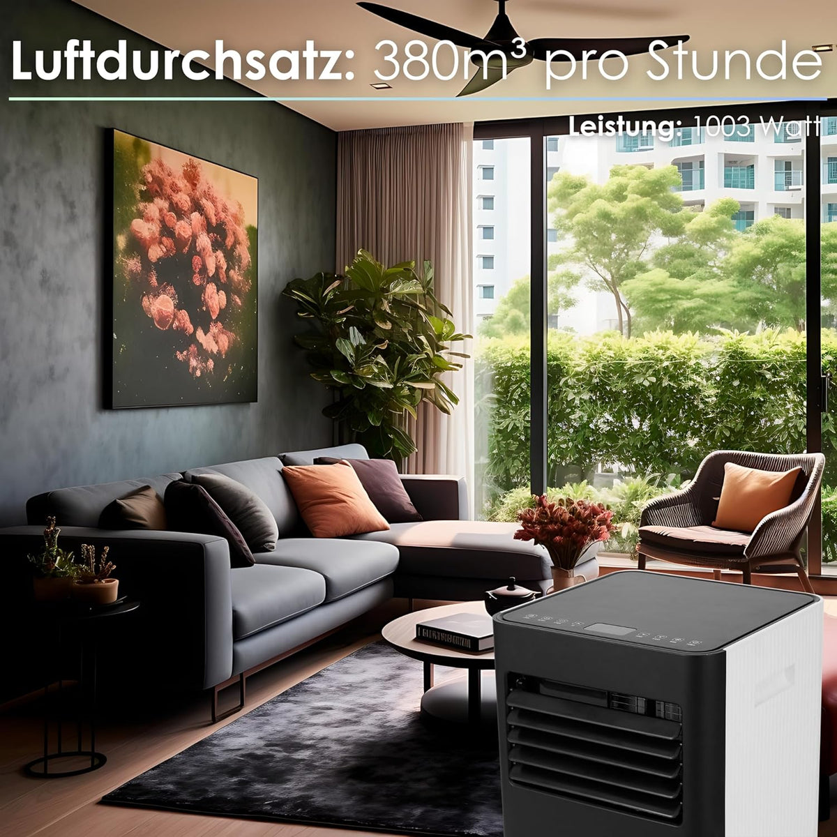 Echos Klimaanlage 3in1 WIFI mobil Fensterabdichtung mit Abluftschlauch 24h Timer Fernbedienung 9000 BTU 3 Modi Aircooler Klimagerät mobile Klimaanlage Air Cooler Klima Anlage Air Conditioner
